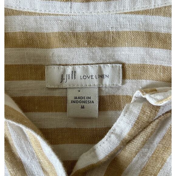 J.Jill Love Linen Medium 100% Linen Oversized‎ Striped Lagenlook Button Up Shirt - Picture 6 of 7